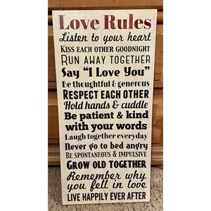 Love Rules Home Decor ~23.5” x 11.5” x 1.5”